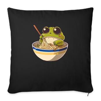 Mais d’abord ramen douce grenouille mange ramen ramen - Housse de coussin décorative 45 x 45 cm - noir - Devant