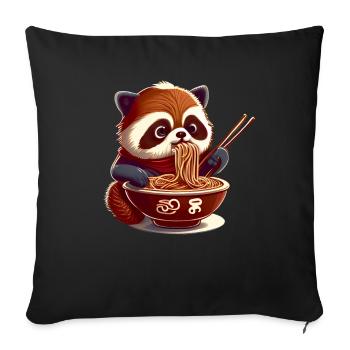 But first ramen sweet red panda eats ramen - Sofa pillowcase 17,3'' x 17,3'' (45 x 45 cm) - black - Front
