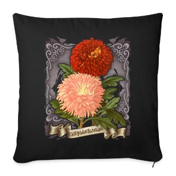 Illustration botanique de fleur de chrysanthème vintage - Housse de coussin décorative 45 x 45 cm - noir - Devant