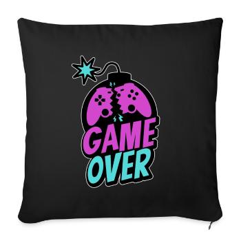 Game Over Controller Konsole Zocker Pro Gaming - Sofakissenbezug 45 x 45 cm - Schwarz - Vorne
