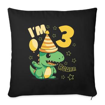 Dinosaur Birthday Party 3 Year Old Boy 3 Yrs Gift - Sofa pillowcase 17,3'' x 17,3'' (45 x 45 cm) - black - Front