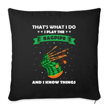 Citation de cornemuse pour un écossais et un musicien de cornemuse - Housse de coussin décorative 45 x 45 cm - noir - Devant