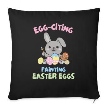 süße Hasen zu Ostern mit Ostereiern Hase - Sofakissenbezug 45 x 45 cm - Schwarz - Vorne