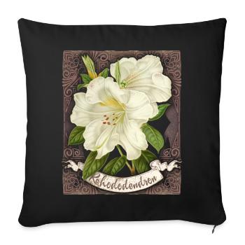 Vintage rhododendron, antique botanical drawing - Sofa pillowcase 17,3'' x 17,3'' (45 x 45 cm) - black - Front