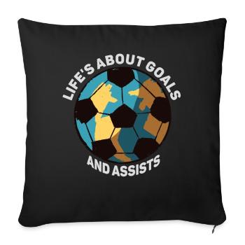 Life Is About Goals And Assists Futbol Soccer - Sofa pillowcase 17,3'' x 17,3'' (45 x 45 cm) - black - Front