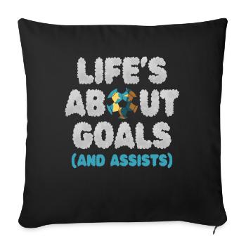 Life Is About Goals And Assists Futbol Soccer - Sofa pillowcase 17,3'' x 17,3'' (45 x 45 cm) - black - Front