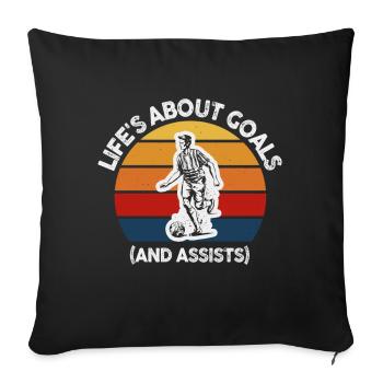 Life Is About Goals And Assists Futbol Soccer - Sofa pillowcase 17,3'' x 17,3'' (45 x 45 cm) - black - Front