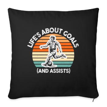 Life Is About Goals And Assists Futbol Soccer - Sofa pillowcase 17,3'' x 17,3'' (45 x 45 cm) - black - Front