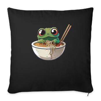 Mais d’abord ramen douce grenouille mange ramen ramen - Housse de coussin décorative 45 x 45 cm - noir - Devant