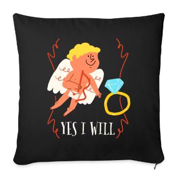 Demande en mariage Demande en mariage Wedding Angel Saying - Housse de coussin décorative 45 x 45 cm - noir - Devant