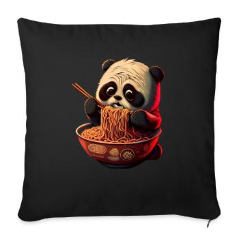 But first ramen sweet panda eats ramen - Sofa pillowcase 17,3'' x 17,3'' (45 x 45 cm) - black - Front