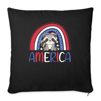 4 juillet American Raccoon for Kids USA - Housse de coussin décorative 45 x 45 cm - noir - Devant