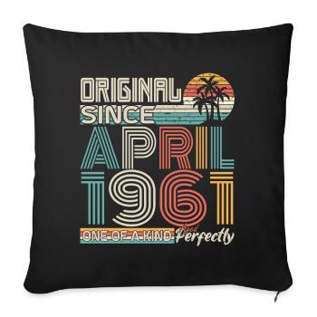 Avril 1961 anniversaire avril 1961 cadeau 1961 - Housse de coussin décorative 45 x 45 cm - noir - Devant
