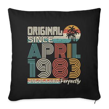 April 1983 anniversary April 1983 gift 1983 - Sofa pillowcase 17,3'' x 17,3'' (45 x 45 cm) - black - Front