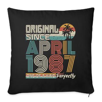 Avril 1987 anniversaire avril 1987 cadeau 1987 - Housse de coussin décorative 45 x 45 cm - noir - Devant