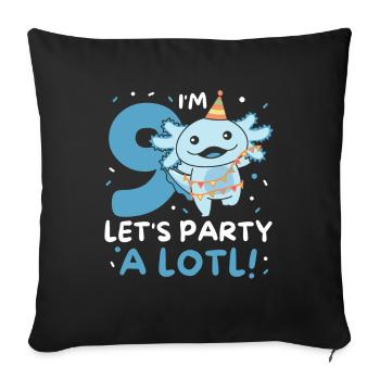 9ème anniversaire Axolotl neuf ans doux Axolotls - Housse de coussin décorative 45 x 45 cm - noir - Devant