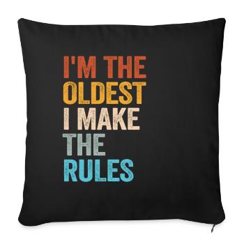 Je suis le plus âgé Je fais les règles - Housse de coussin décorative 45 x 45 cm - noir - Devant