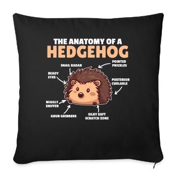 cute hedgehog explanation Anatomy of a Hedgehogs - Sofa pillowcase 17,3'' x 17,3'' (45 x 45 cm) - black - Front