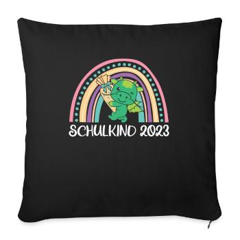 Schulkind 2023 Einschulung Drache Schule - Sofakissenbezug 45 x 45 cm - Schwarz - Vorne