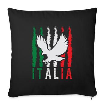 Fiers Italiens dictons aigle drapeau italien - Housse de coussin décorative 45 x 45 cm - noir - Devant