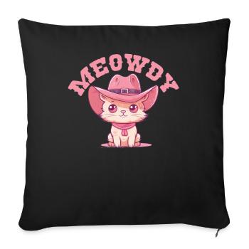 Meowdy Howdy Katze Cowboyhut süße Katzen - Sofakissenbezug 45 x 45 cm - Schwarz - Vorne