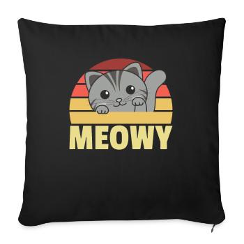 kawaii cat cute manga anime cats retro meowy - Sofa pillowcase 17,3'' x 17,3'' (45 x 45 cm) - black - Front