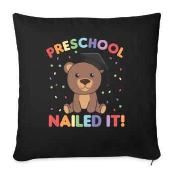 Enfants d’âge préscolaire cloué Ours Graduation - Housse de coussin décorative 45 x 45 cm - noir - Devant