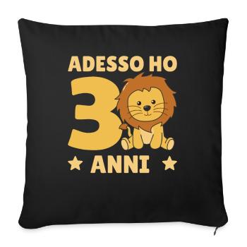 Children 3rd birthday lion 3 years old - Sofa pillowcase 17,3'' x 17,3'' (45 x 45 cm) - black - Front