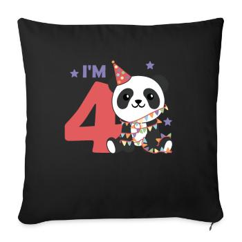 Panda pour le quatrième anniversaire des enfants de 4 ans - Housse de coussin décorative 45 x 45 cm - noir - Devant