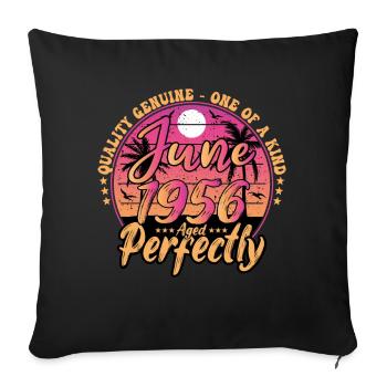 June 1956 anniversary 1956 Retro 1956 June - Sofa pillowcase 17,3'' x 17,3'' (45 x 45 cm) - black - Front