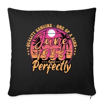 June 1953 anniversary 1953 Retro 1953 June - Sofa pillowcase 17,3'' x 17,3'' (45 x 45 cm) - black - Front