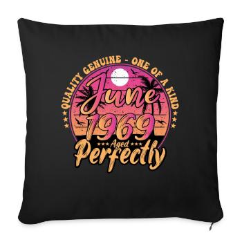 June 1969 anniversary 1969 Retro 1969 June - Sofa pillowcase 17,3'' x 17,3'' (45 x 45 cm) - black - Front