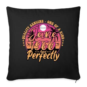 June 1960 anniversary 1960 Retro 1960 June - Sofa pillowcase 17,3'' x 17,3'' (45 x 45 cm) - black - Front