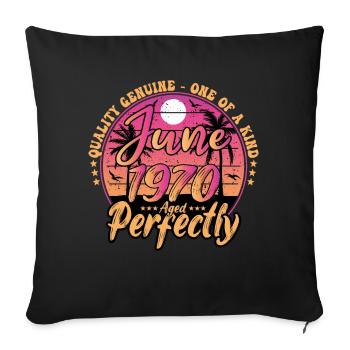 June 1970 anniversary 1970 Retro 1970 June - Sofa pillowcase 17,3'' x 17,3'' (45 x 45 cm) - black - Front