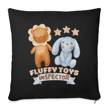 Bébé qui dit, inspecteur de jouets moelleux, avec ours en peluche - Housse de coussin décorative 45 x 45 cm - noir - Devant