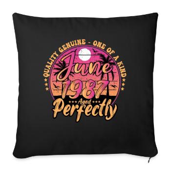 Juin 1987 anniversaire 1987 Retro 1987 Juin - Housse de coussin décorative 45 x 45 cm - noir - Devant