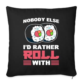 Sushi Roll Food Word Game Cooking and Cooking - Sofa pillowcase 17,3'' x 17,3'' (45 x 45 cm) - black - Front