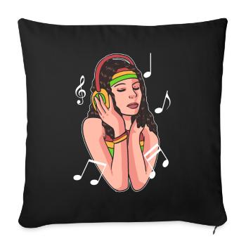 Passionnée de musique Reggae - Housse de coussin décorative 45 x 45 cm - noir - Devant