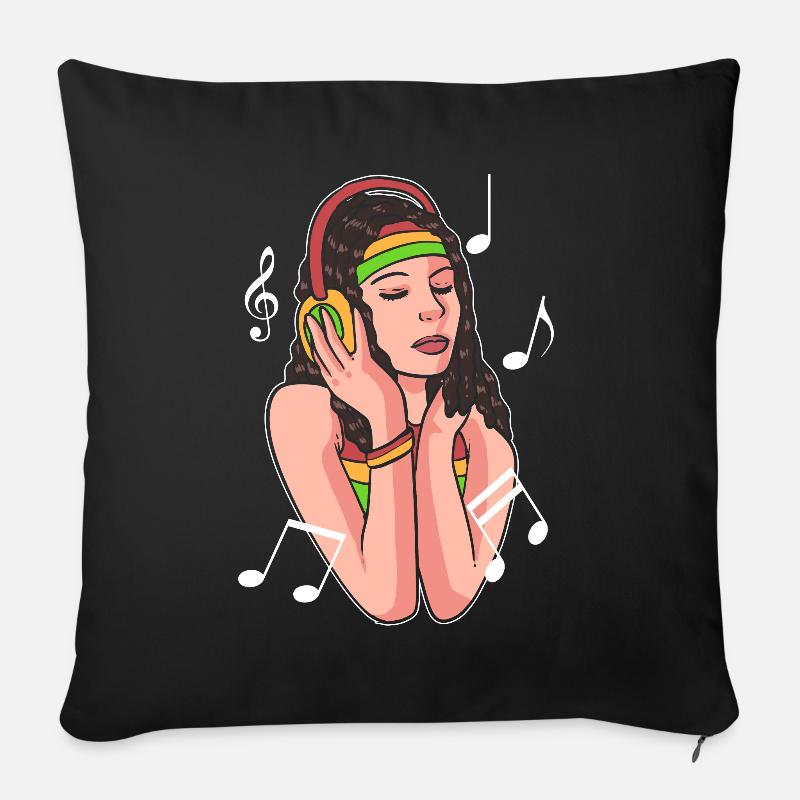 Passionnée de musique Reggae - Housse de coussin décorative 45 x 45 cm - noir