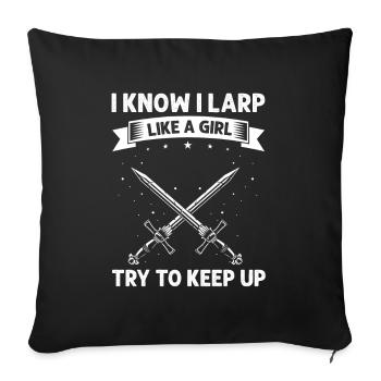 Larping pour les jeux de rôle fantastiques et les combats à l’épée - Housse de coussin décorative 45 x 45 cm - noir - Devant