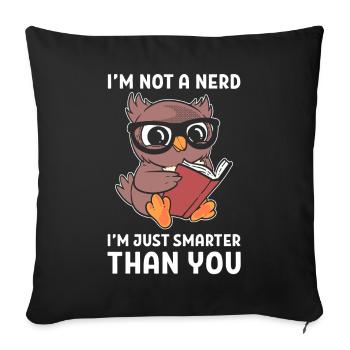 Rat de bibliothèque nerd et hibou intelligent - Housse de coussin décorative 45 x 45 cm - noir - Devant