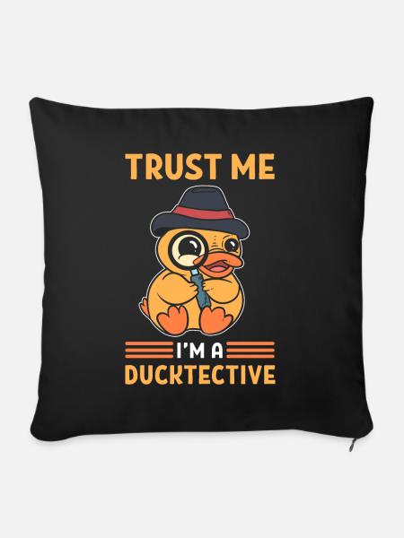 Ducktective Ente Privatdetektiv - Sofakissenbezug 45 x 45 cm - Schwarz