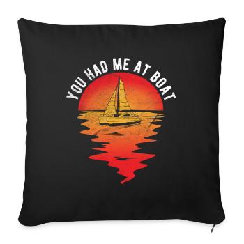 Segelboot Kapitän Spruch Zum Segeln - Sofakissenbezug 45 x 45 cm - Schwarz - Vorne