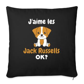 Ich mag Jack Russells ok? Süßer Jack Russell - Sofakissenbezug 45 x 45 cm - Schwarz - Vorne