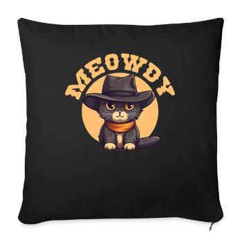 Meowdy Howdy Katze Cowboyhut süße Katzen - Sofakissenbezug 45 x 45 cm - Schwarz - Vorne