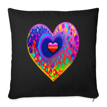 Avec cœur - Housse de coussin décorative 45 x 45 cm - noir - Devant