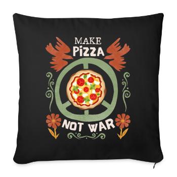 Friedenssymbol Friedenszeichen Pizza-Spruch No-War - Sofakissenbezug 45 x 45 cm - Schwarz - Vorne