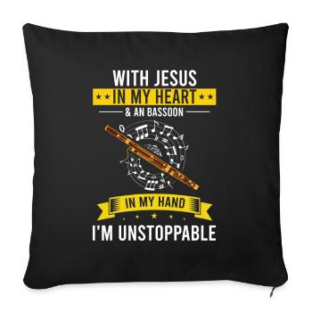 Basson pour basson anches et bassoniste - Housse de coussin décorative 45 x 45 cm - noir - Devant