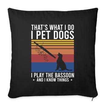 Basson pour basson anches et bassoniste - Housse de coussin décorative 45 x 45 cm - noir - Devant
