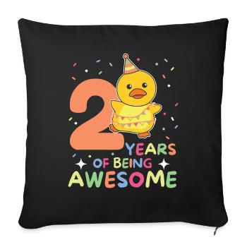 Duck for 2nd birthday children two years old - Sofa pillowcase 17,3'' x 17,3'' (45 x 45 cm) - black - Front